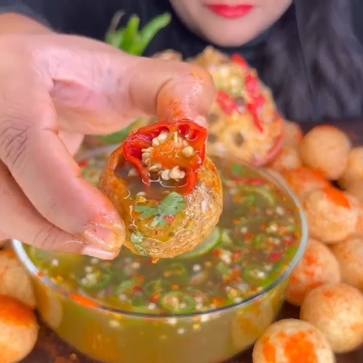 ASMR: EATING SPICY PANI PURI/ GOLGAPPA,WATERBALL || #shorts #mukbangn#asmreating #mukbangasmr #asmr