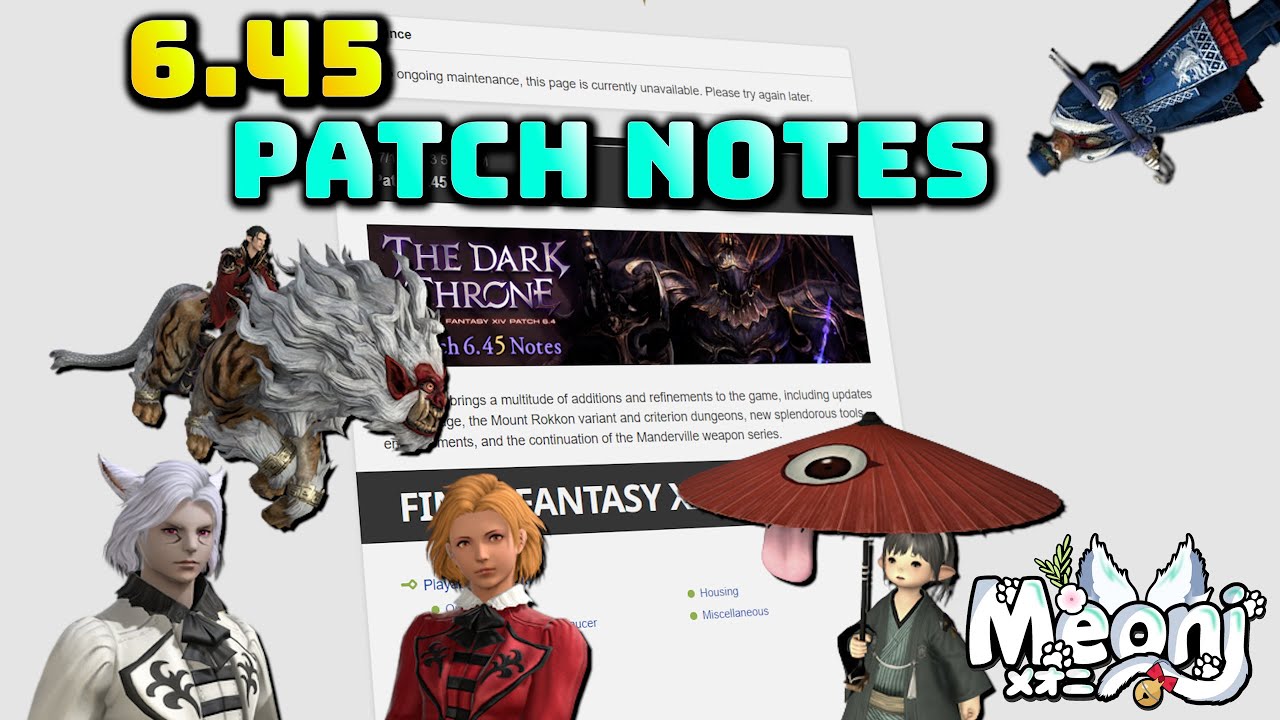 FFXIV  Tradução Patch 6.45 Notes (versão resumida) - Moogle's Cave