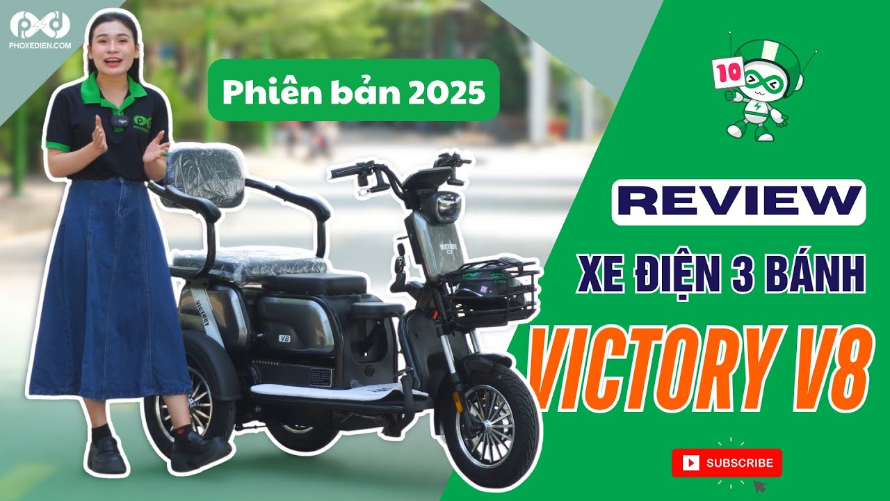 Review Xe Điện 3 Bánh 3 Yên Victory V8 | Phố Xe Điện