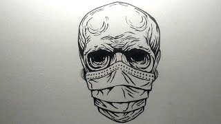 Stay Home Stay Safe Skull Hate Corona Drawing | Satifying Videos