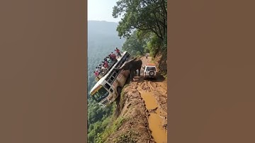 TERRIFYING WILD Elephant attack tourist bus Deadly Cliff Edge /Ai Generate
