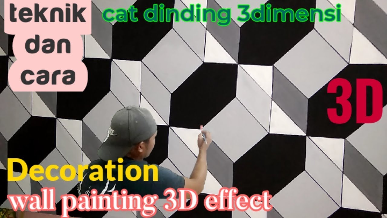 how to wall painting 3d effect cara cat  dinding  motif  