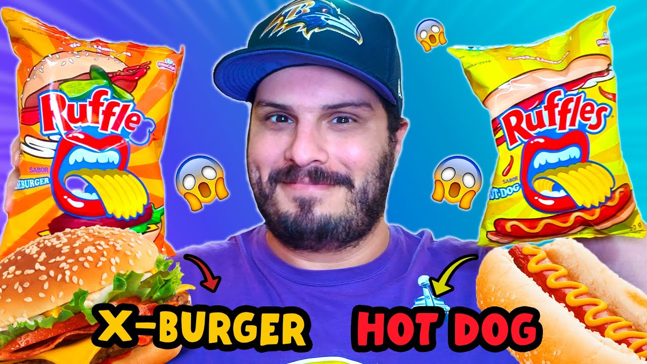 PROVANDO AS NOVAS RUFFLES HOT DOG E CHEESEBURGER YouTube
