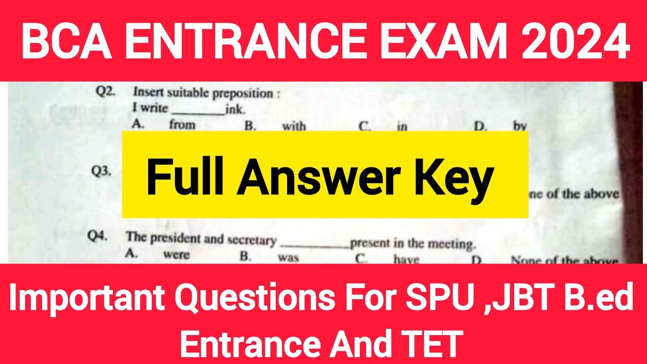 Dharamshala College bca entrance answer key 2024 by him adda bca entrance question answers