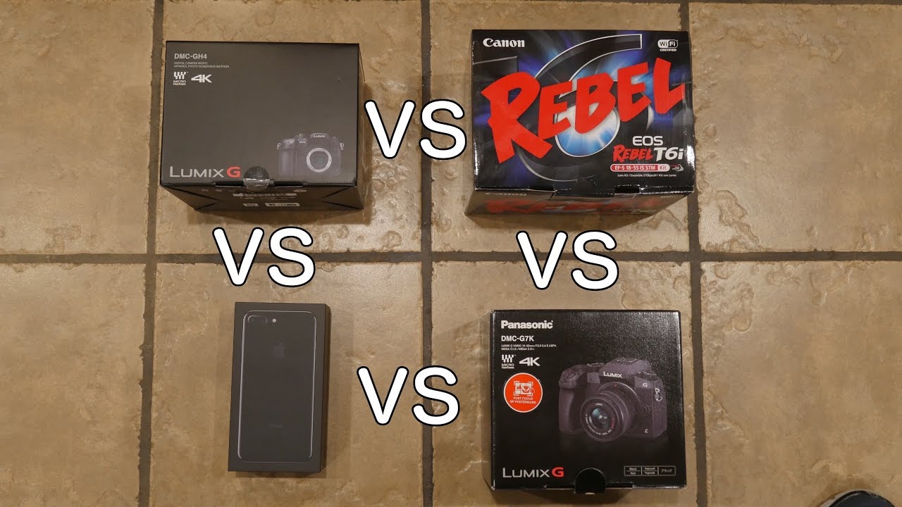 Apple iPhone 7 Plus vs Canon rebel t6i vs Panasonic GH4 vs Panasonic G7
