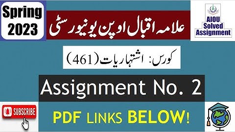⏩ AIOU Code 461 Solved Assignment No.2 Spring 2023 || Subject: Advertising || Level: BA/B.Com