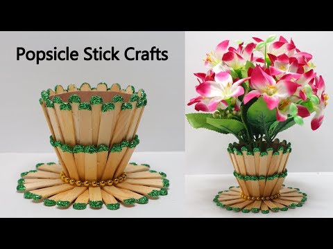 Ide Kreatif Vas Bunga Dari Stik Es Krim Popsicle Stick Craft Youtube