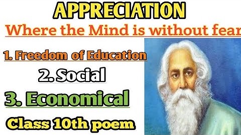 Where the mind is without fear appreciation in paragraph format | #shekharenglishtutorclass10th