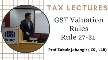 GST Valuation Rules 27 to 31 | CGST Rules 2017 | Amended 2021 | Prof Zubair Jahangir