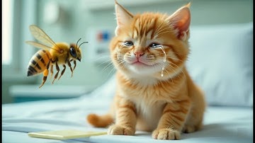 Heartbreaking Moment 💔 | Ginger Kitten Attacked by Bees 😿 Mama Cat’s Brave Rescue #mamacat #cat