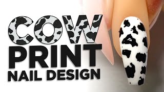Young Nails Nail Demo - Cow Print Nail Design - Gel Paint Nails Resimi