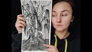 Fantasy detailed ink drawing time lapse