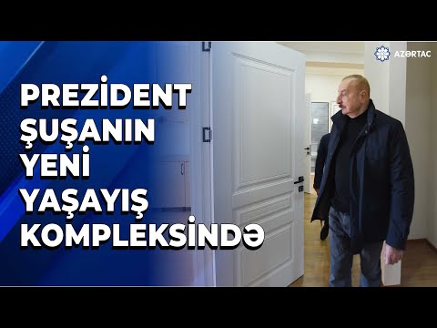 Prezident Şuşada ilk yaşayış kompleksində aparılan tikinti işlərinin gedişi ilə tanış olub