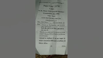 LL.B. question paper civil procedure code