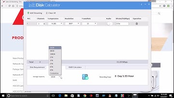 Disc Calculator Dahua using Dahua Toolbox