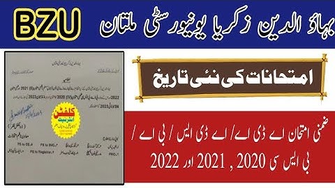 BZU New Exam Date Sheet for ADA/ADS/BA/BSC 2020, 2021 & 2022 | Clifton Jobs Studio