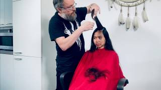 Makeover haircut! Cutting long hair into a shorter layered style!