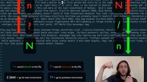 Badass Vim Tutorials - Search through the page with / and ?