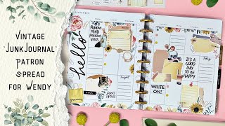 PLAN WITH ME | VINTAGE ‘JUNK JOURNAL’ INSPIRED PATRON SPREAD FOR WENDY | THE HAPPY PLANNER