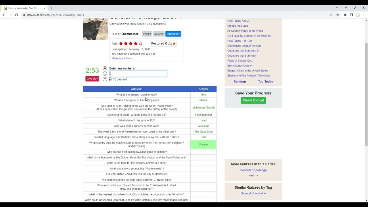 Jetpunk general knowledge quiz 1 youtube