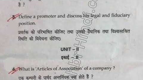 BCom DDE 2nd year Business Company Law & Auditing Question Paper