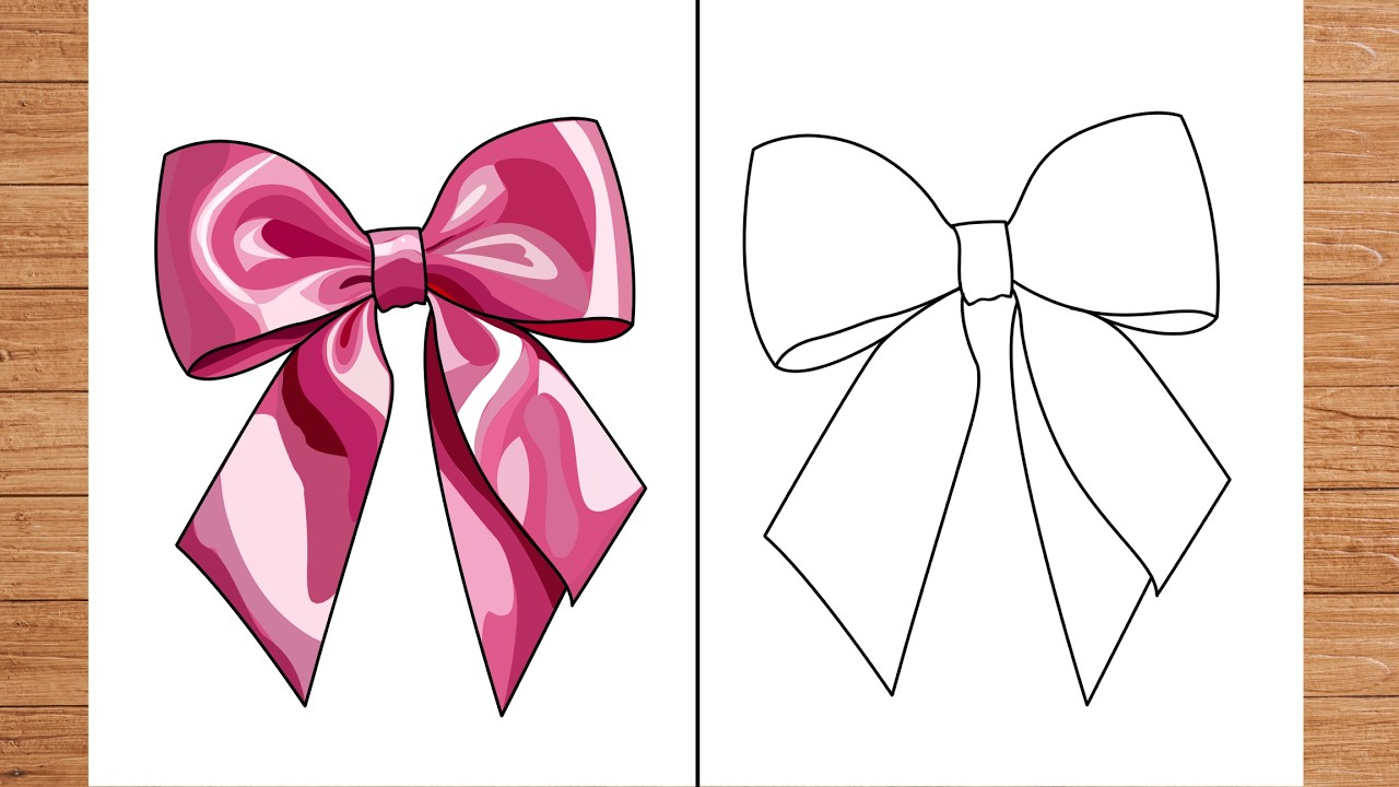 كيفية رسم فيونكة  || رسم بنات ||رسم سهل||تعليم الرسم للمبتدئين||pink bow drawing ||drawing ideas