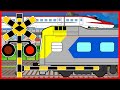 【電車と新幹線 踏切】★のりものあつまれ 働く車 大集合!! ★ Trains Video for Kids