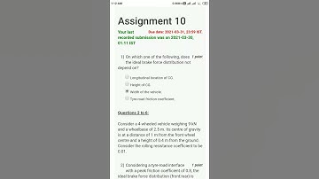 NPTEL | FUNDAMENTAL OF AUTOMOTIVE SYSTEMS ASSIGNMENT 10 #answers #nptelanswers