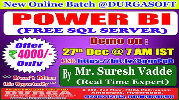 POWER BI (FREE SQL SERVER) Online Training @ DURGASOFT