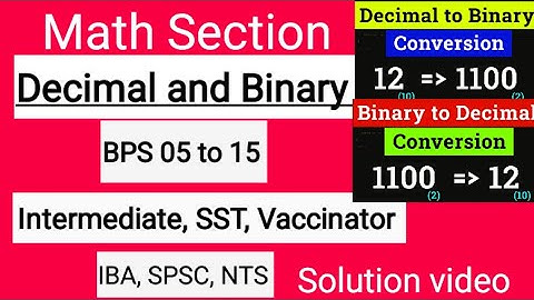 Intermediate category (Binary to Decimal and Decimal to Binary)  IBA, STS, SST and SPSC test prep
