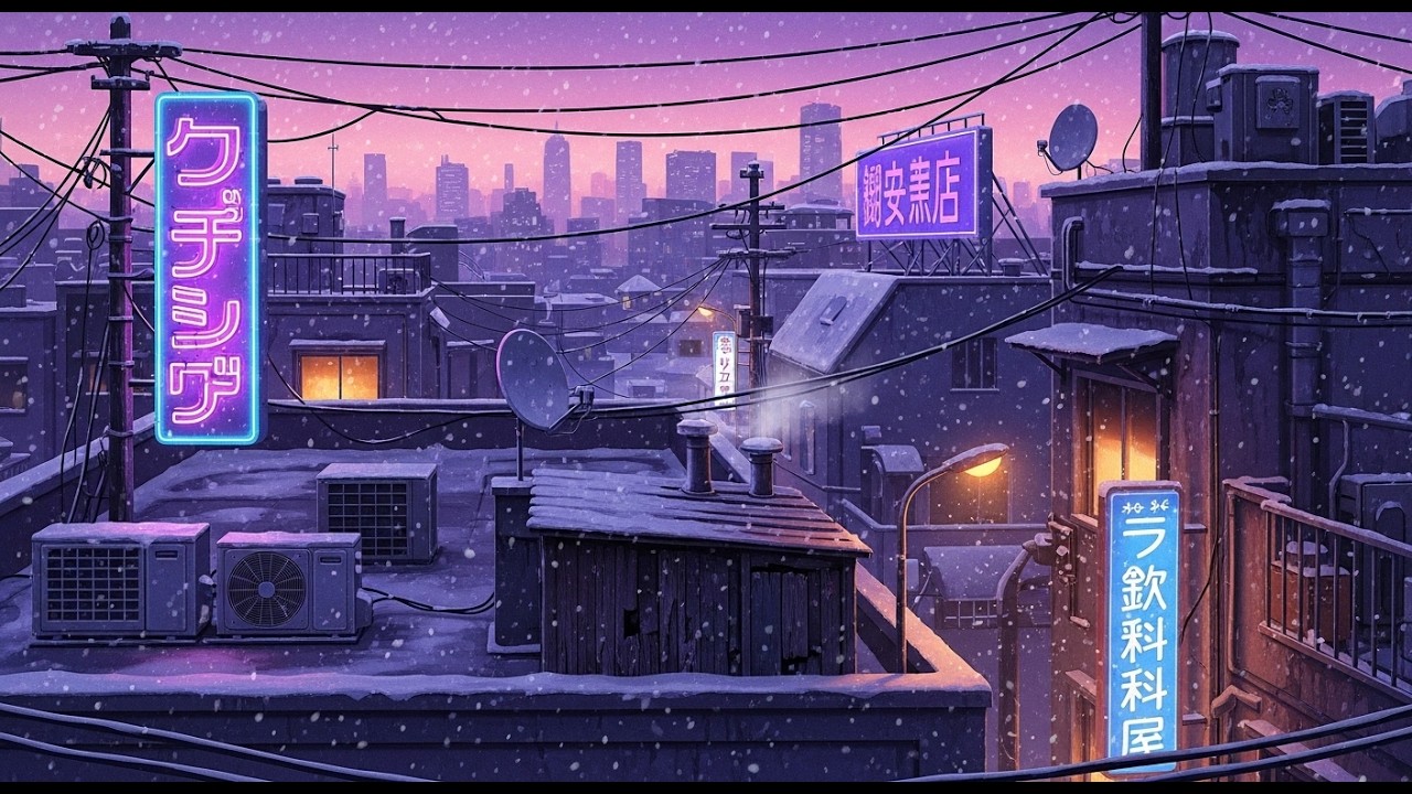 Winter Study Music Lofi | Snow Background for Sleep | 80s & 1990 | Urban Rain Lofi