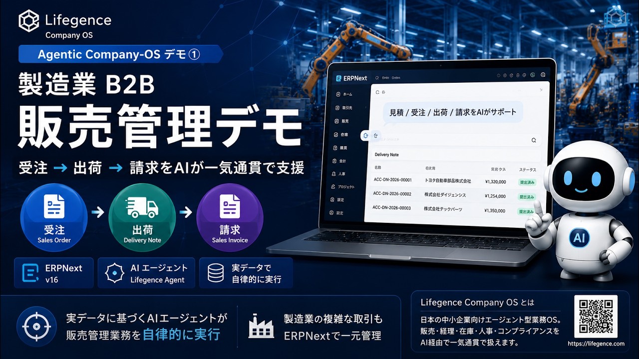 [ デモ動画 ] Agentic Company-OS 製造業B2B販売管理