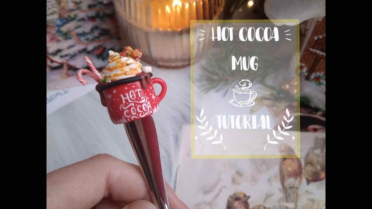 Hot cocoa - polymer clay tutorial //spoon decor . Декор ложки горячий шоколад - полимерная глина