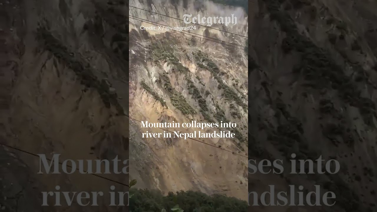 Mountain collapses into river in Nepal landslide