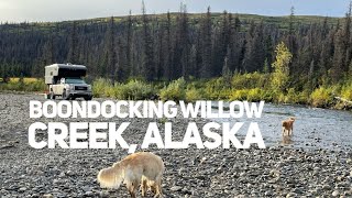 Truck Camper Boondocking in by Willow Creek  Alaska!