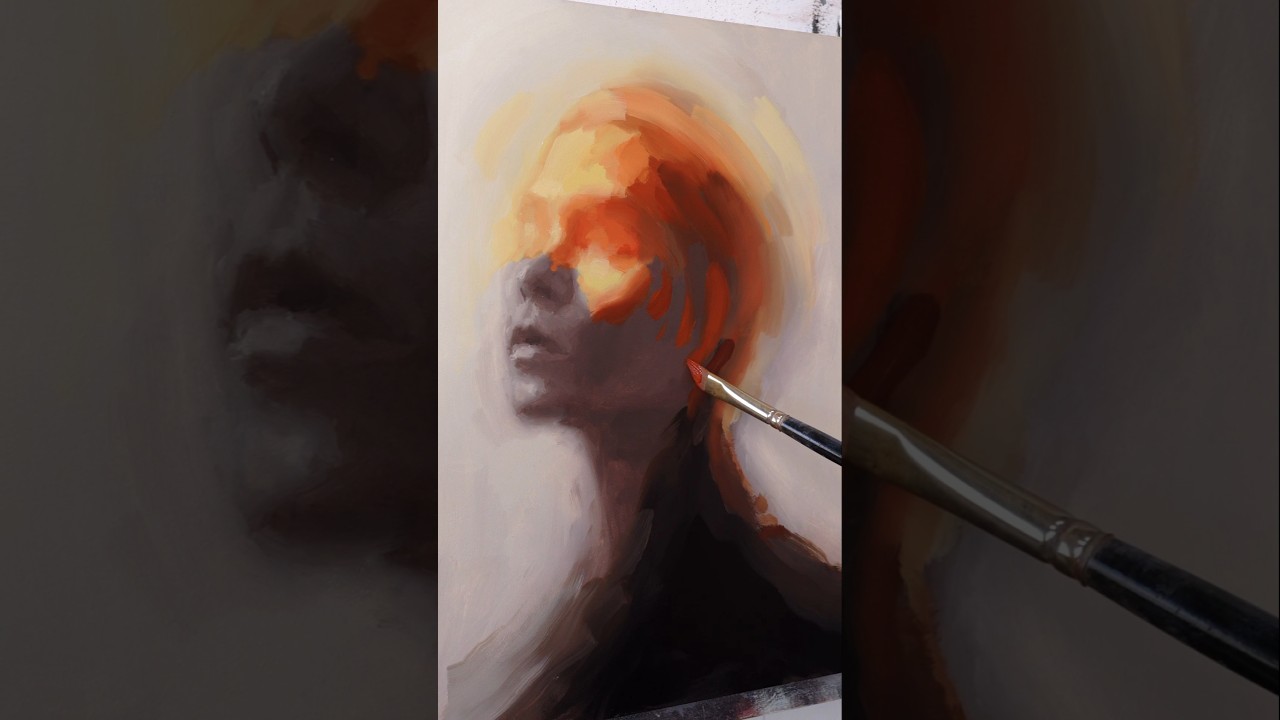 Oil Portrait with intense Oranges and Yellows