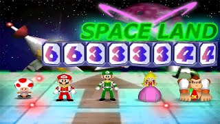 Space Land Mario Vs Luigi Vs Peach Vs Dk Mario Party 2