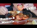 ASMR - Giant Prawns & Mussels Soaked In Bloves Sauce (No Talking)