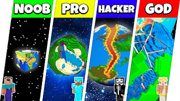 Minecraft Battle: NOOB vs PRO vs HACKER vs GOD: INSIDE EARTH HOUSE BASE BUILD CHALLENGE / Animation