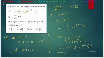 if z and ω are two complex numbers such that |zω| = 1 and arg(z) - arg(ω) = 3π/2, then arg (1 - 2¯zω