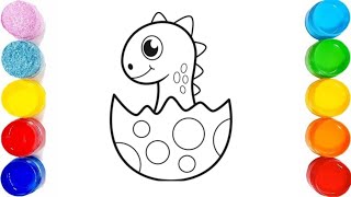Dinosaur 🦖 In egg 🥚 Coloring for preschool kids
