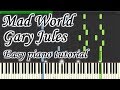 Mad world  gary jules  very easy piano tutorial simple cover shynthesia planetcover