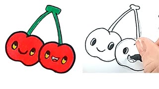 Como Desenhar Uma Cereja Kawaii - How To Draw A Cute Cherry Kawaii