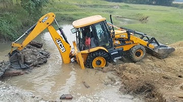 JCB Dozer Breaking Bridge Wall - JCB Working For New Bridge Construction - Dozer Video 7