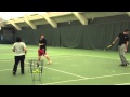 Backhand follow through short court