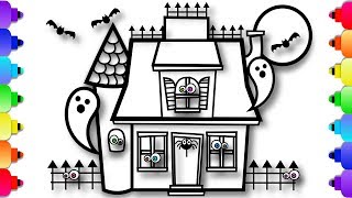 How to Draw HAUNTED HOUSE for Kids | HALLOWEEN Videos for Kids |  SPOOKY SURPRISES! 👻🕷🕸👻