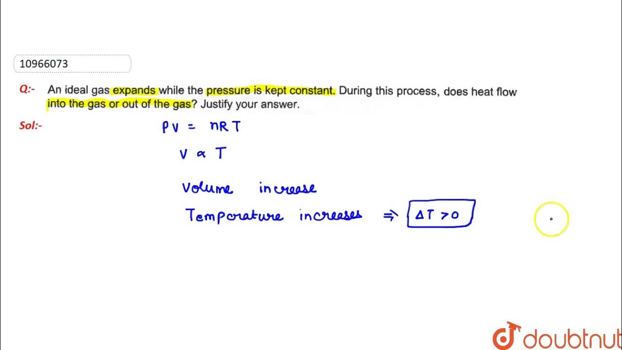 An ideal gas expands while the pressure is kept constant. During the