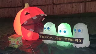 Gemmy 8 Foot Long Halloween Inflatable Pac Man Pumpkin ( Run Away Ghosts) -  YouTube
