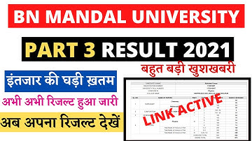 BN mandal university part 3 Result 2021 | Bnmu part 3 Result 2021 | Bnmu part 2 Result 2021