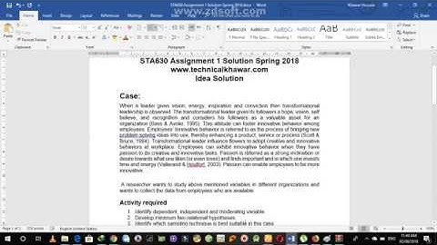 STA630 Assignment 1 Solution Spring 2018